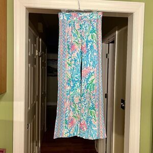 EUC Lilly Pulitzer Bal Harbour Palazzo Pant in Multi Coral Bay Engineered Sz XS